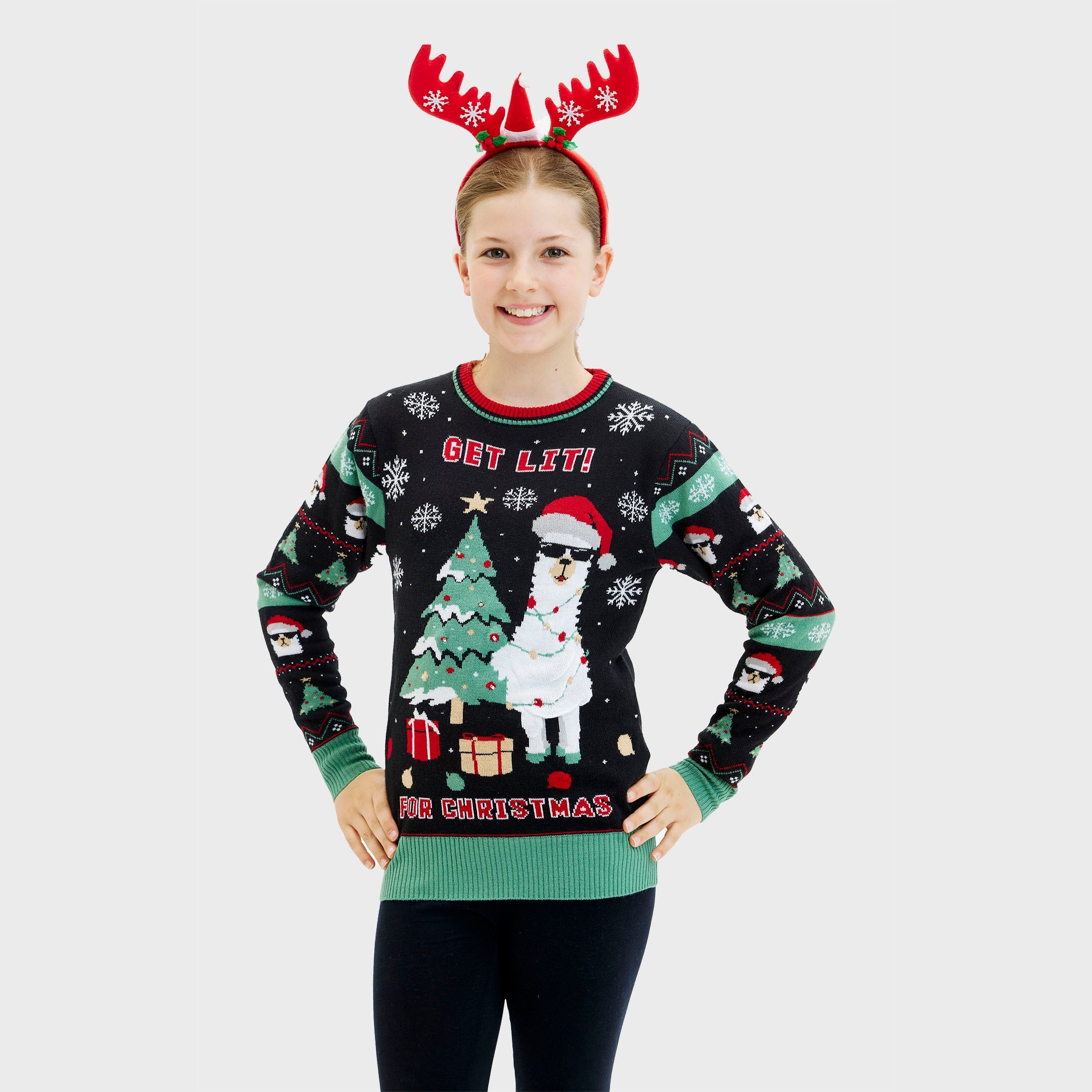 Get Lit Llama Weihnachtspullover - kinder